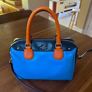 Coach Vibrant Blue and Orange Satchel mini Bennett RARE